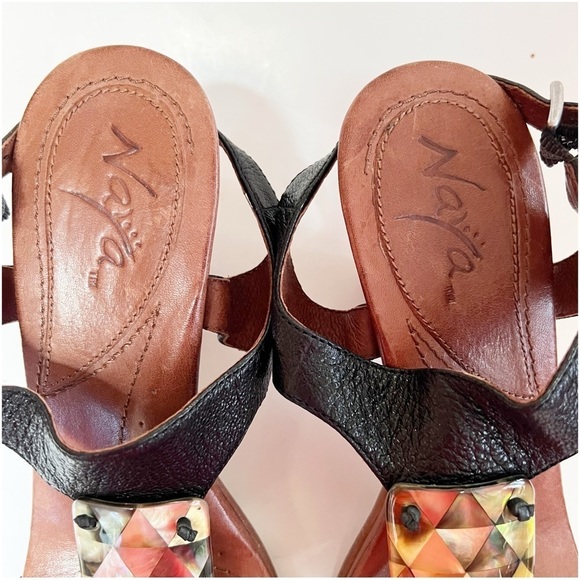 Naya Arnelli Black Leather T-Strap Heel Sandal Size 10 - Picture 12 of 15